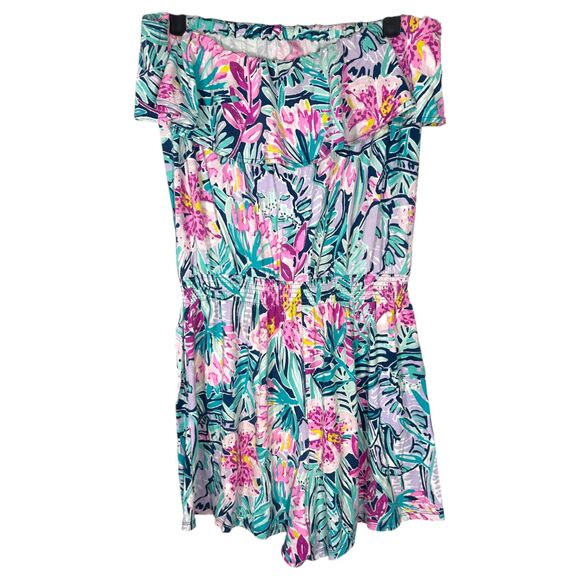 Lilly Pulitzer Anja Romper Mandevilla Pink Extra Lucky Tube Top Shorts Medium - Picture 6 of 8